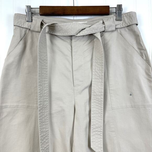Ted Baker 3 Belted Trouser‎ Womens 8/10 Barrel Leg Ankle Belted Cuffed Tan FLAW - Picture 7 of 16